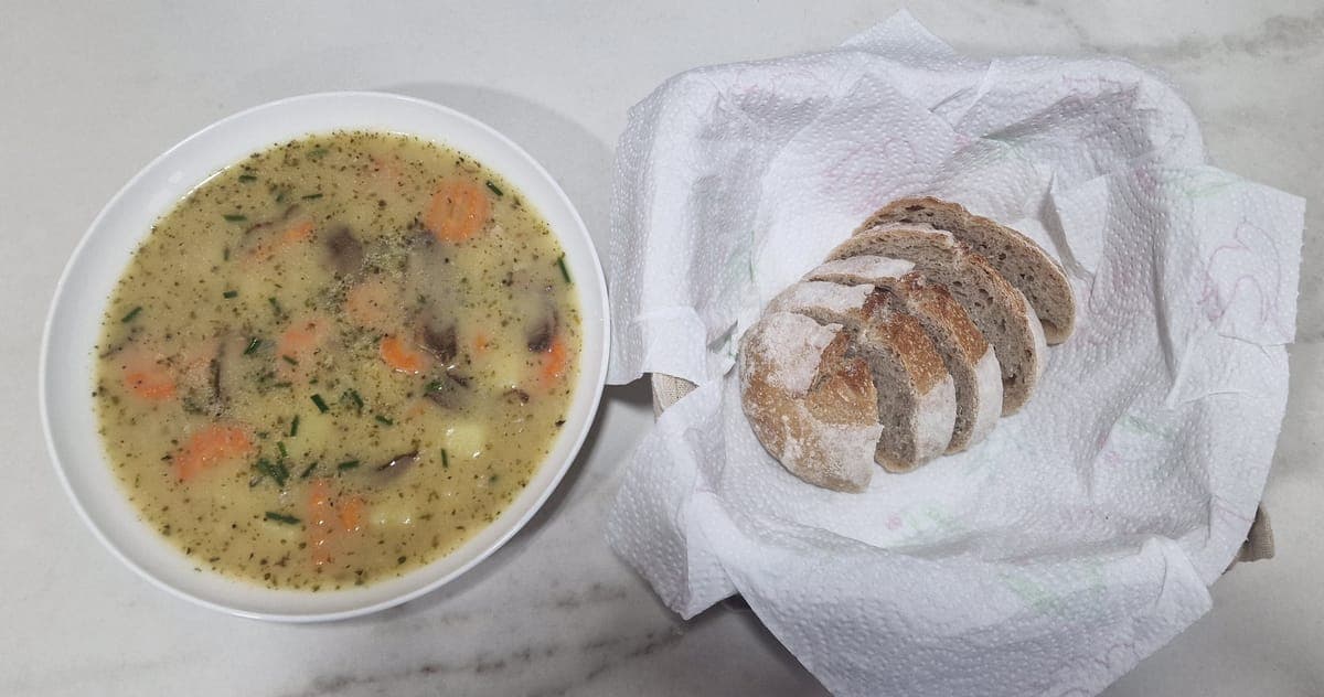 Czech-style potato and mushroom soup
