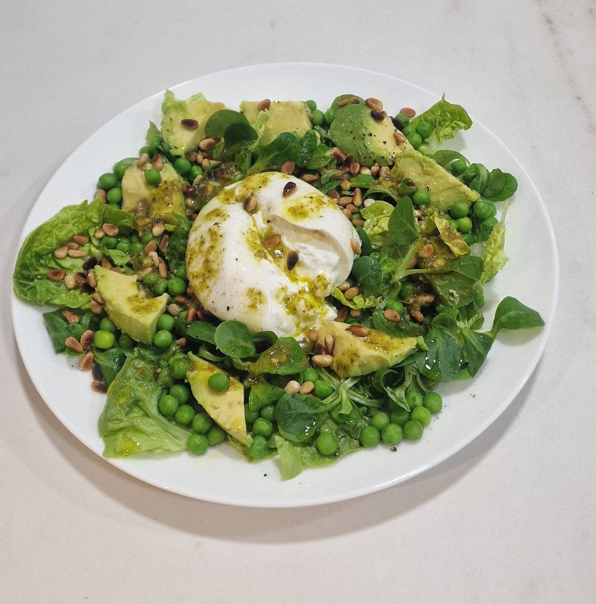 Green burrata salad